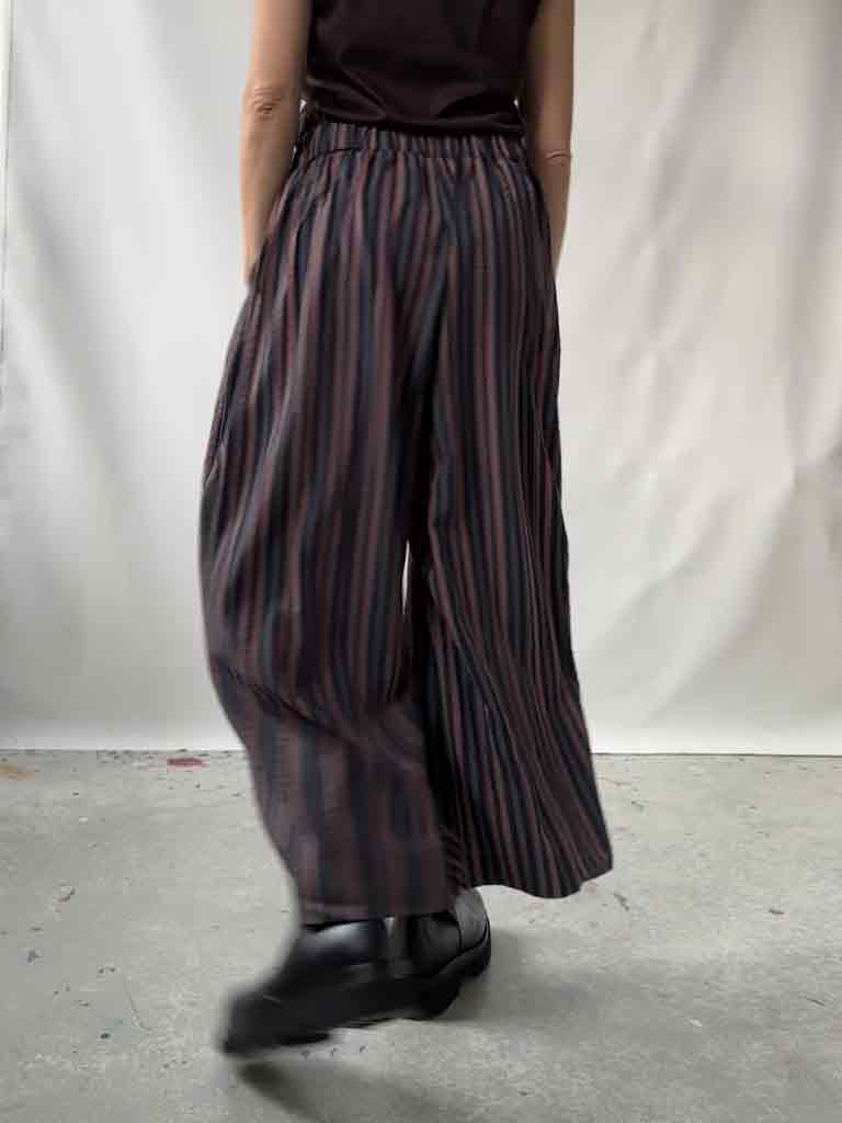 Back of Alea Pants in Tencel Stripes