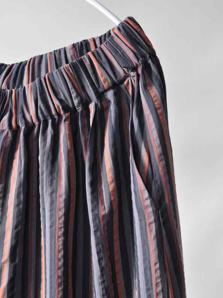 Waist closeup of Alea Pants with elastic waistband in Tencel Stripes