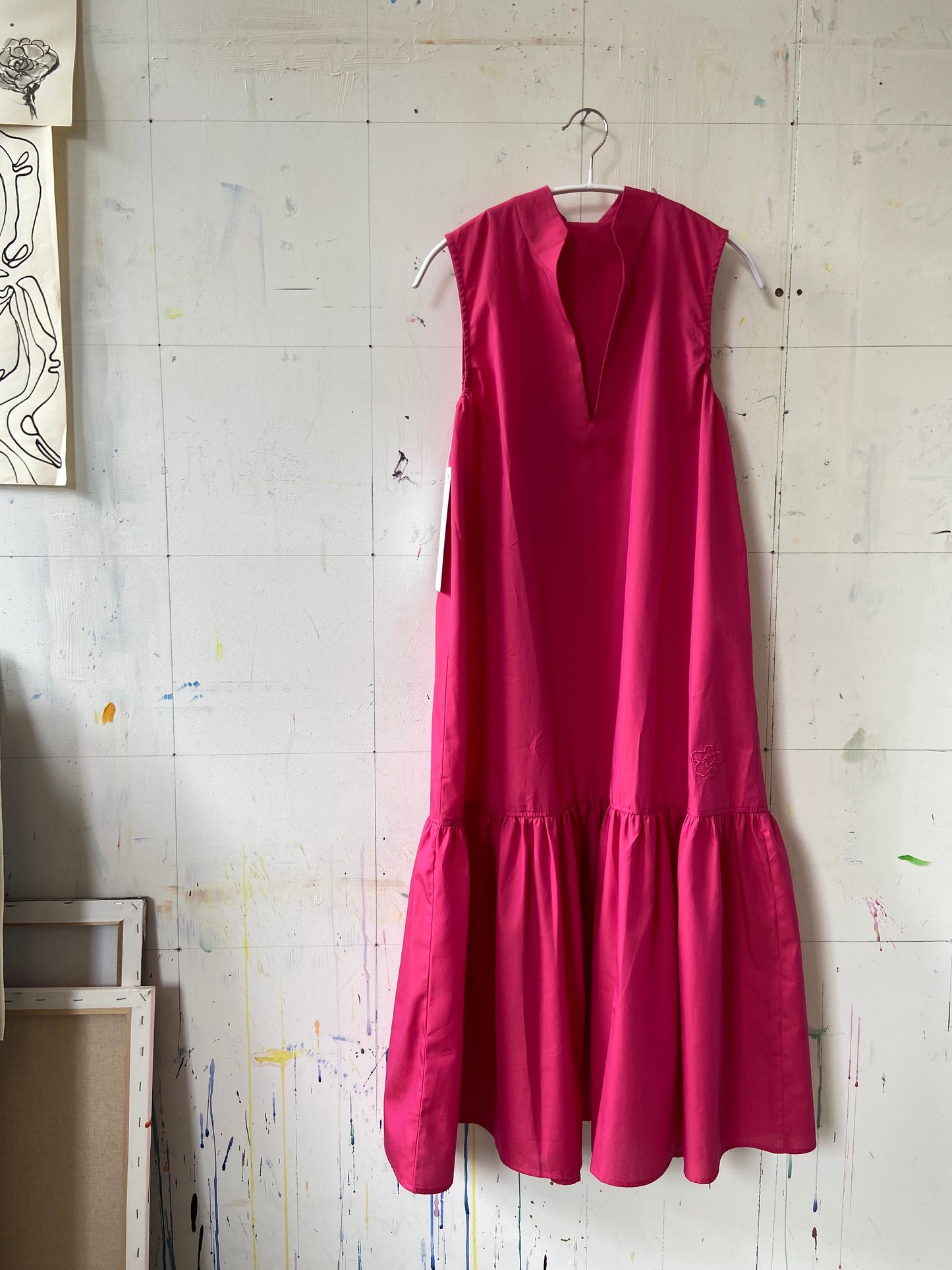 Alma Pink or Magenta dress with big flounce