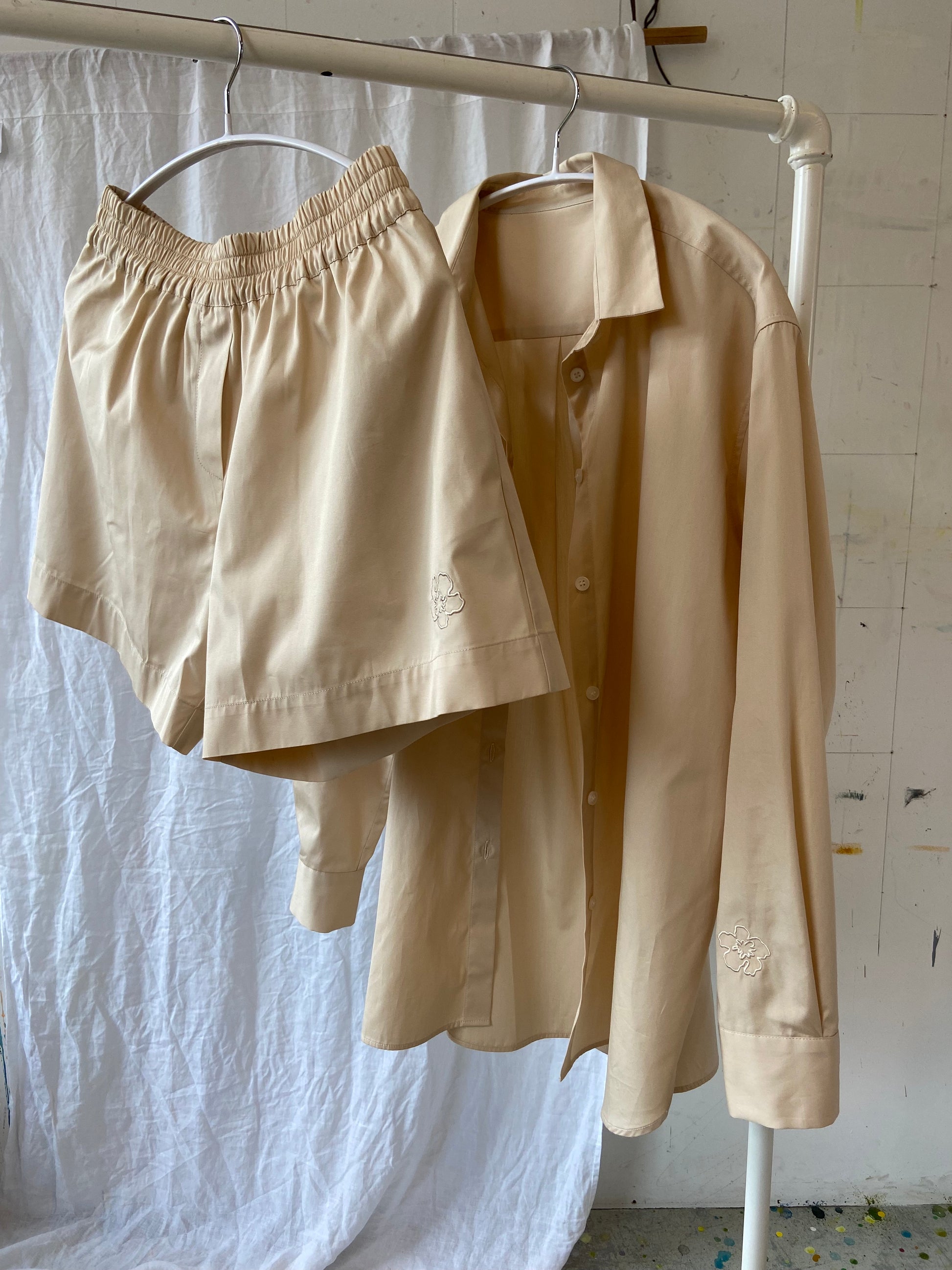 Beige summer set with boxers and shirt