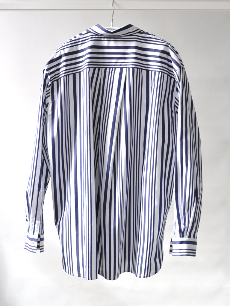 Back of Ana shirt in blue stripes