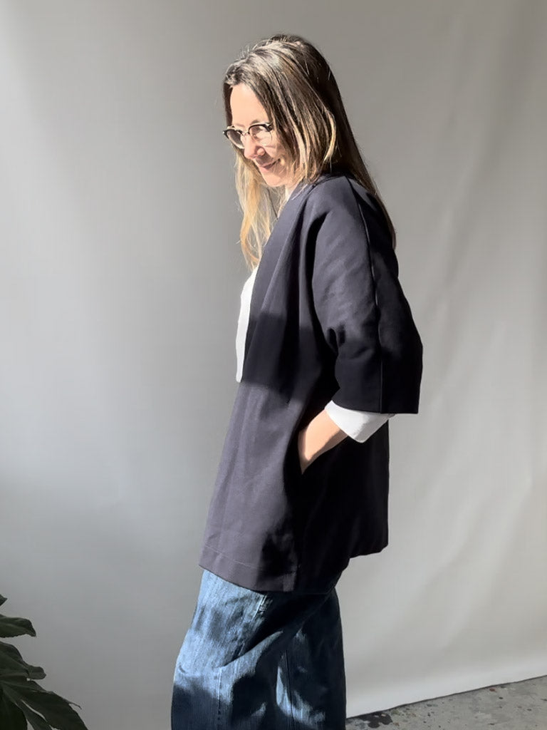 Side of Aras Kimono in Midnight Blue