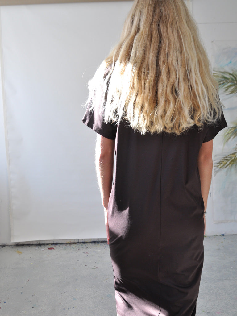 Back of Avio Dress in Brown