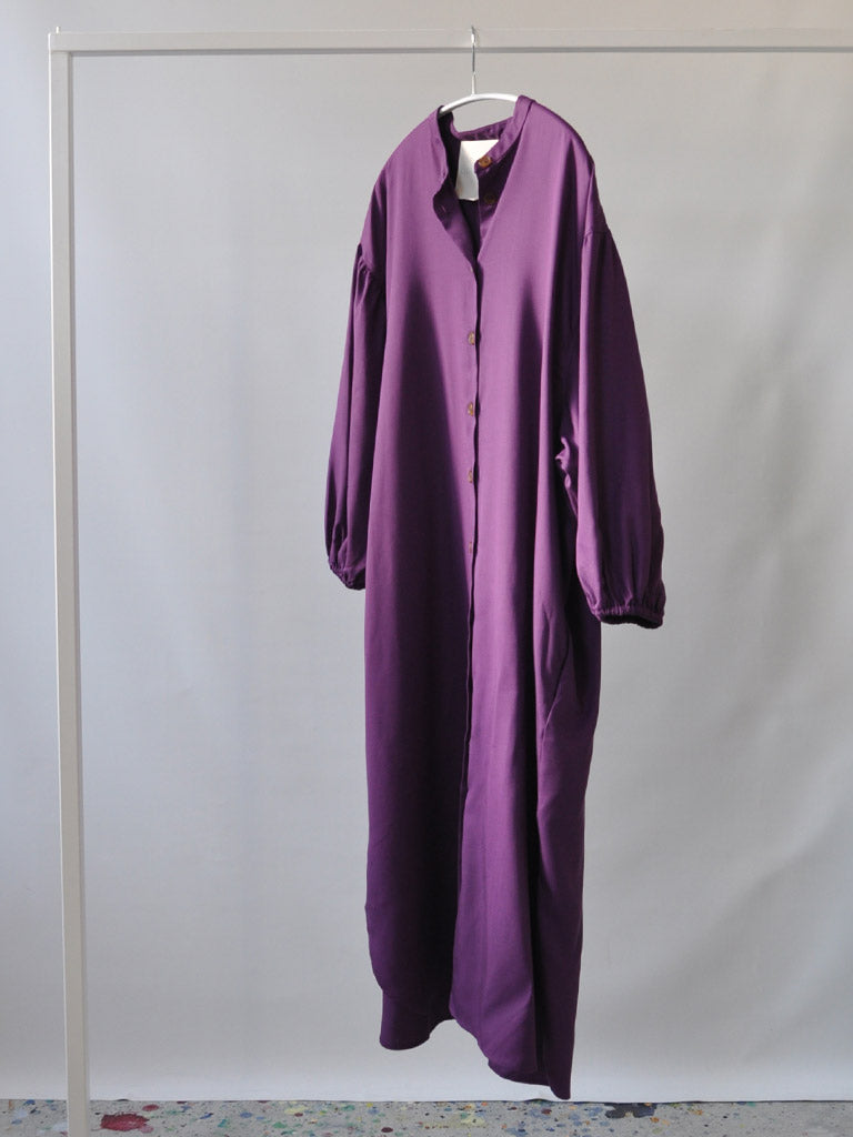 Front of Elli Shirt Dress in Magenta on a hanger