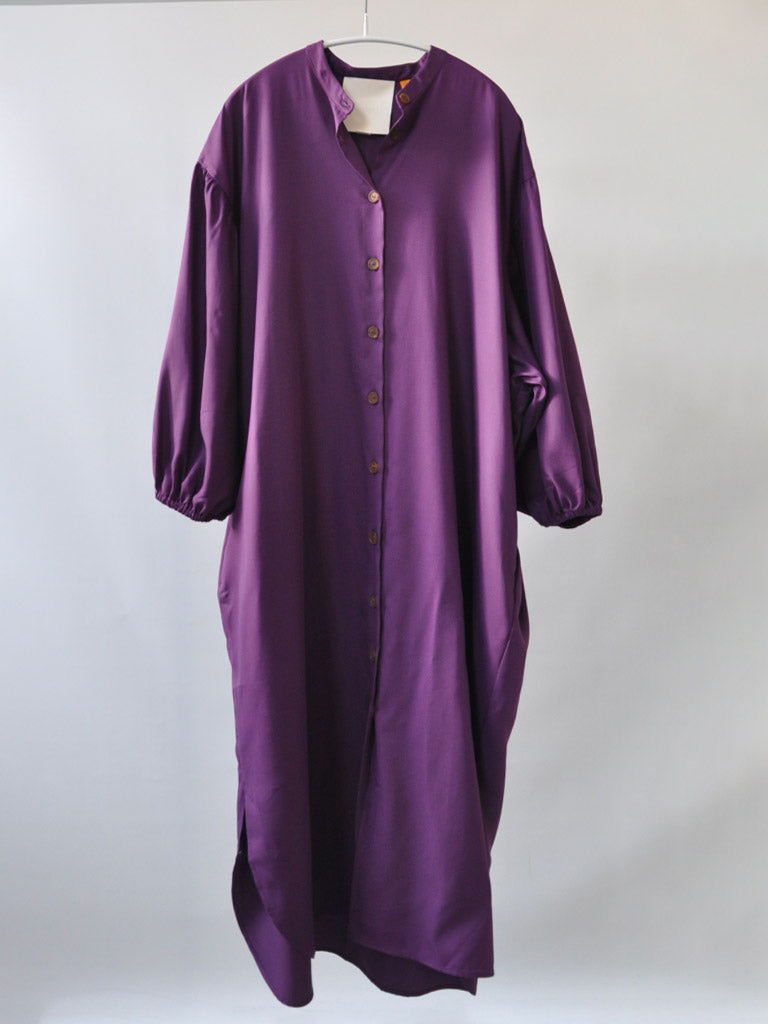 Front of Elli Shirt Dress in Magenta on a hanger