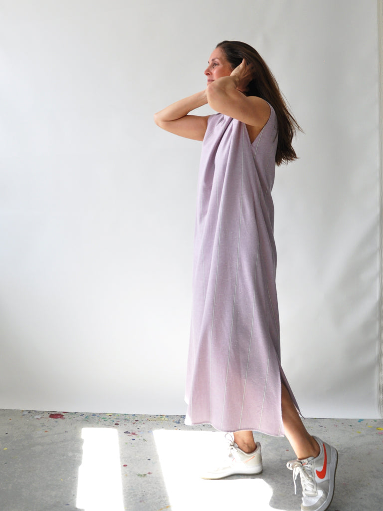 Side of Ennia dress in rose lavender