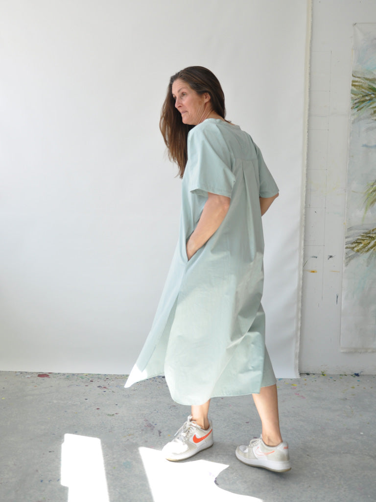 Back of Amisa Kaftan Dress in Teal